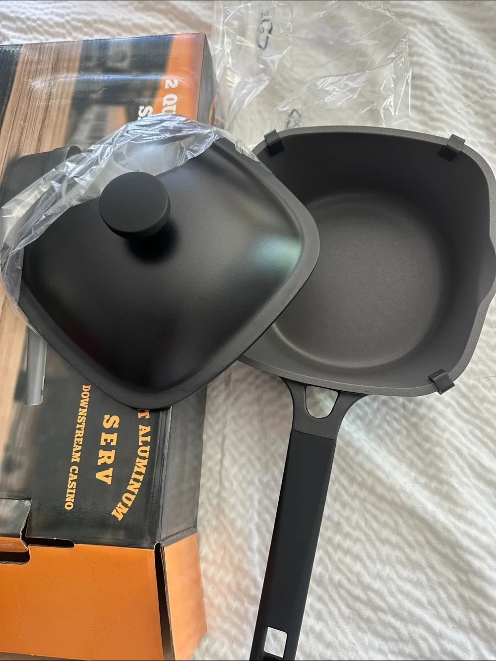 Black/Grey 2-Quart Cast Aluminum Saucepan with Lid